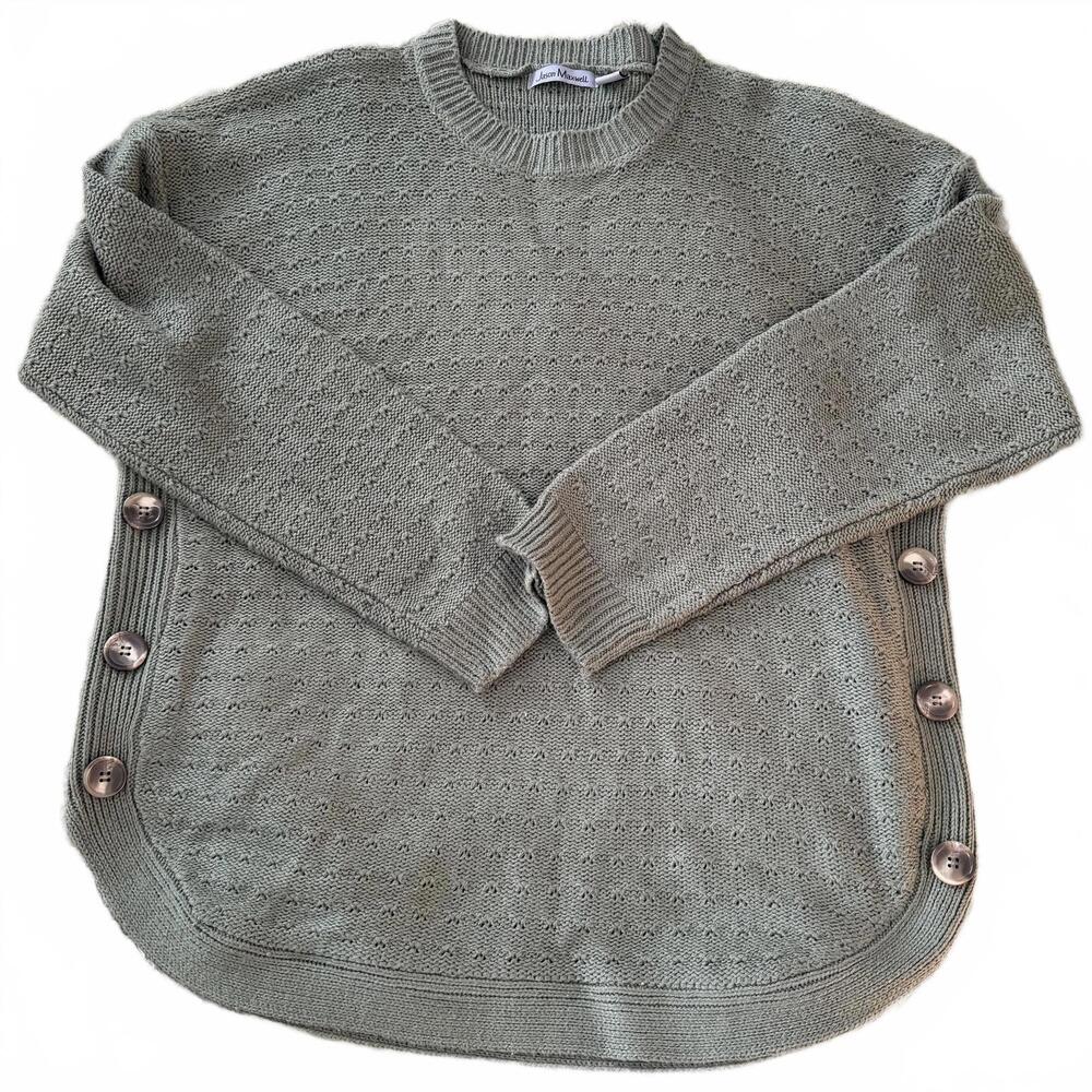 VTG Jason Maxwell Sage Green Sweater Wms SZ PL. Side‎ Buttons Y2k CabinCore Cozy